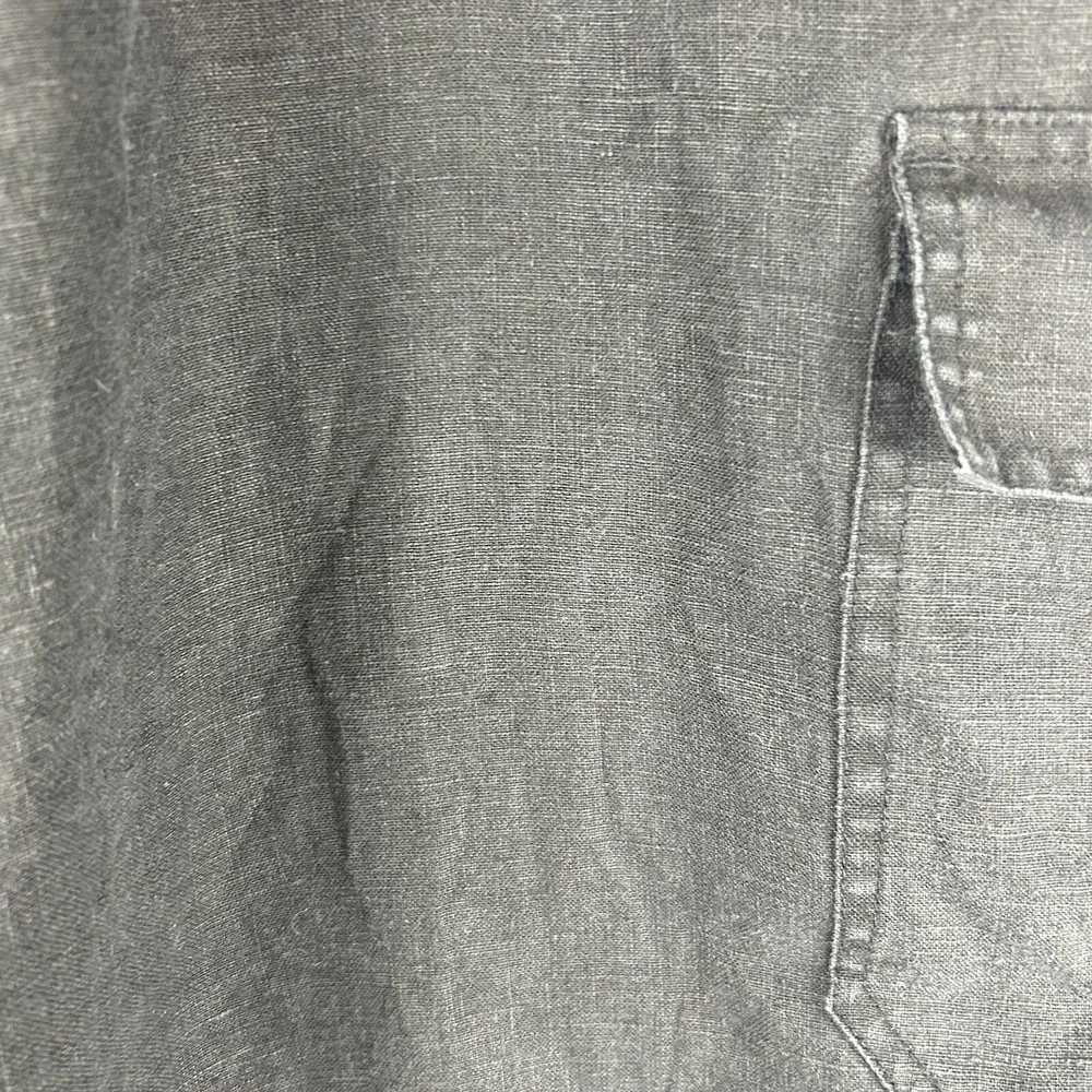 Vintage 90s Black Linen Pants Wide Leg Elastic Waist Cropped Minimalist Chic L - Picture 4 of 8